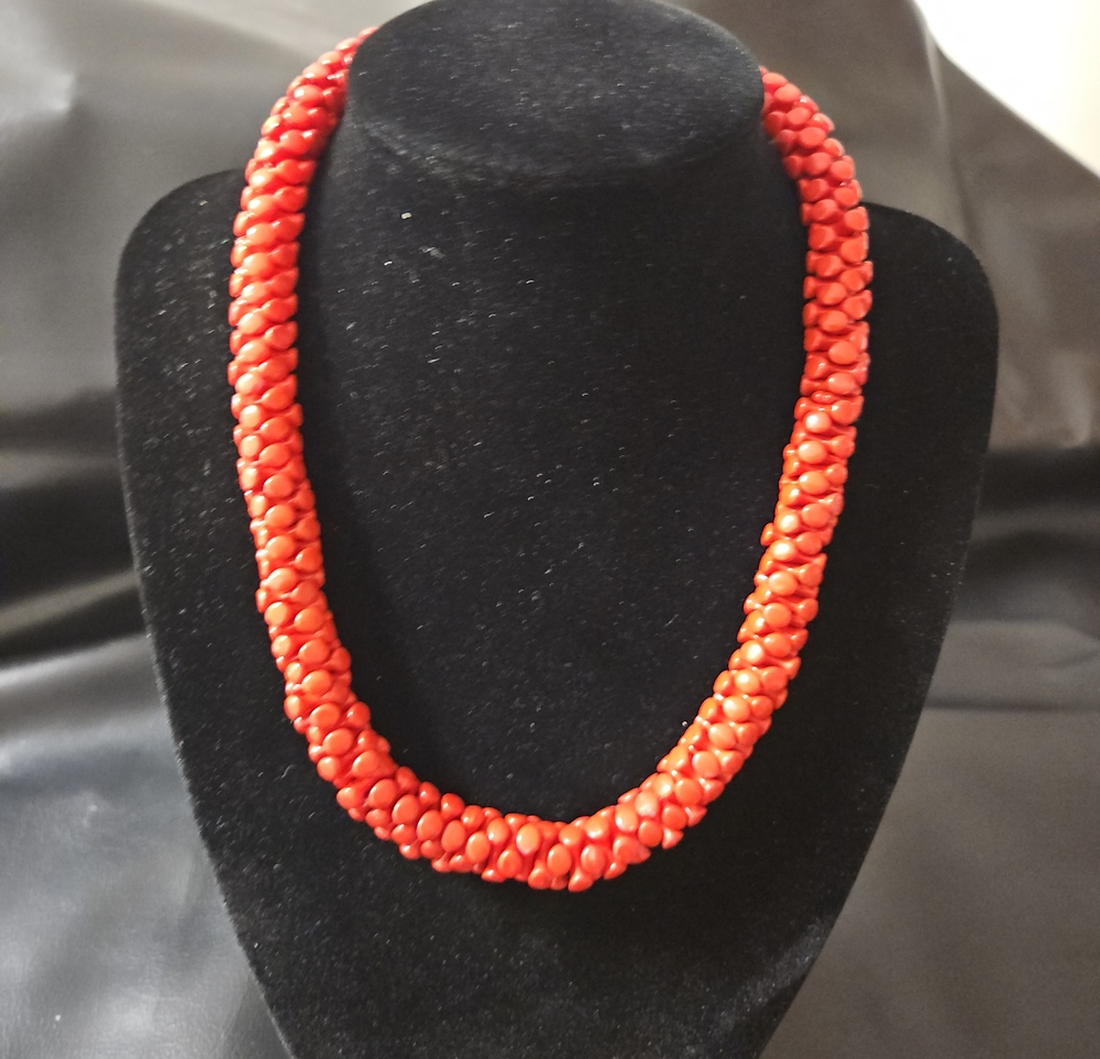 Red Beaded Rope Necklace